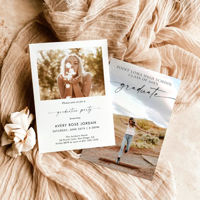 Moderne Minimalistische Graduierungspartei lädt ei Einladung (Von Creator hochgeladen)