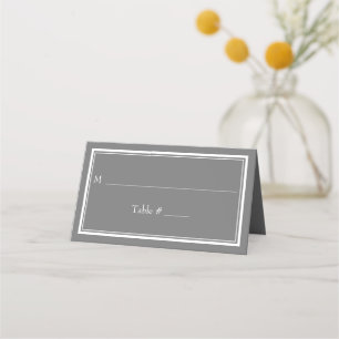 Moderne Minimalistische Graue Hochzeit Mit Grenze Platzkarte