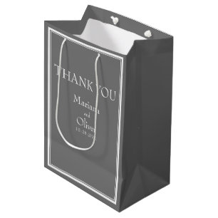 Moderne minimalistische graue Hochzeit Mittlere Geschenktüte