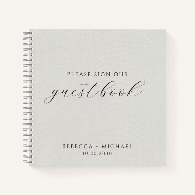 Moderne minimalistische graue Hochzeit Notizbuch (Vorderseite)