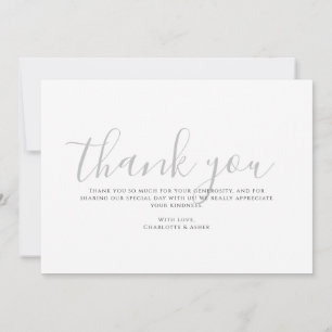 Moderne minimalistische graue Monogramm-Hochzeit Dankeskarte