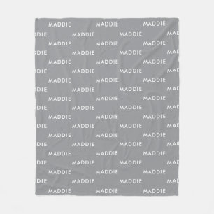 Moderne minimalistische graue personalisierte Name Fleecedecke