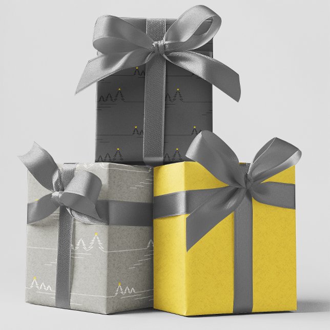 Moderne Minimalistische Graue Tree Star Weihnachte Geschenkpapier Set (Von Creator hochgeladen)