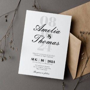 Moderne minimalistische graue und schwarze Schrift Einladung