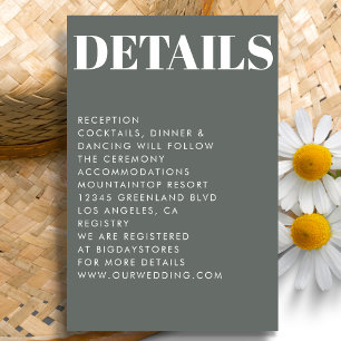 Moderne Minimalistische graukalte Typografie Hochz Begleitkarte