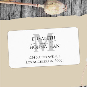 Moderne Minimalistische Gray Monogram Wedding Adressaufkleber