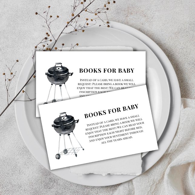 Moderne Minimalistische GRILLEN Grillbücher für Ba Begleitkarte (Modern Minimalist BBQ Grill Books For Baby Shower Enclosure Card)