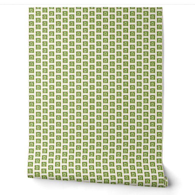 Moderne minimalistische grüne Fusion botanisch Tapete (Abrollen)