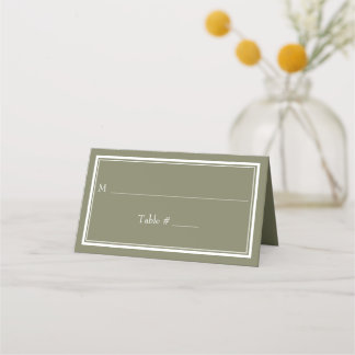 Moderne minimalistische grüne Hochzeit mit Rand Platzkarte