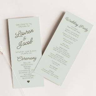 Moderne Minimalistische Grüne Hochzeit Programm