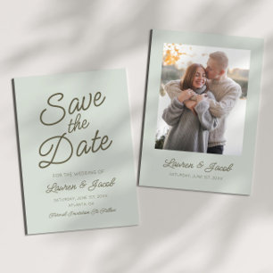 Moderne Minimalistische Grüne Hochzeit Save The Date