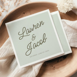 Moderne Minimalistische Grüne Hochzeit Serviette