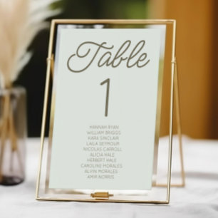 Moderne Minimalistische Grüne Hochzeit Tischnummer