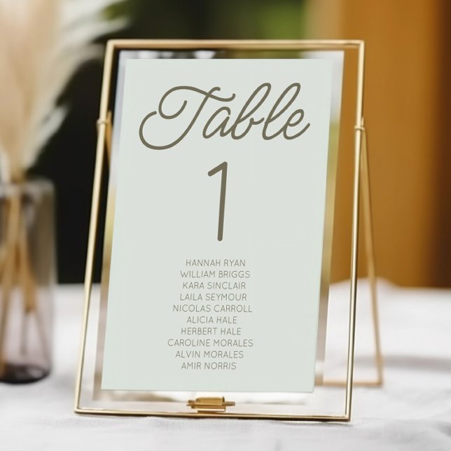 Moderne Minimalistische Grüne Hochzeit Tischnummer (Von Creator hochgeladen)