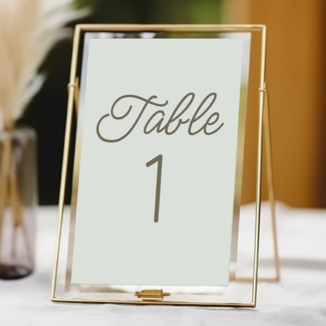 Moderne Minimalistische Grüne Hochzeit Tischnummer (Von Creator hochgeladen)