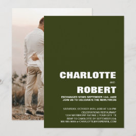 Moderne Minimalistische Grüne Hochzeitsempfehlung Einladung