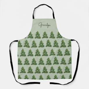 Moderne minimalistische grüne Weihnachtsbaum-Famil Schürze