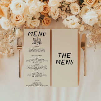 Moderne minimalistische handgeschriebene Hochzeit Menükarte