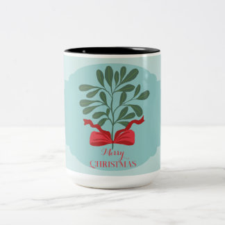 Moderne minimalistische handgezeichnete Blätter ro Zweifarbige Tasse