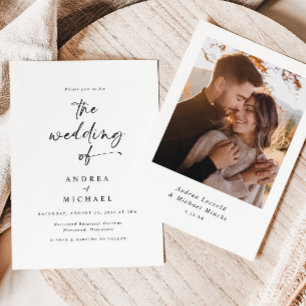 Moderne Minimalistische Handschrift Foto Hochzeit Einladung