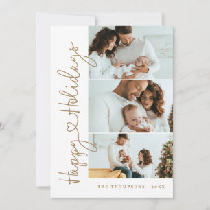 Moderne minimalistische Happy Holidays Schrift Col Feiertagskarte