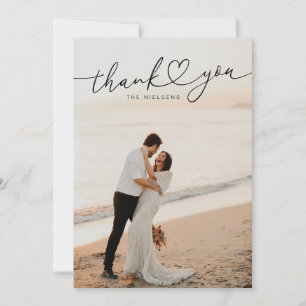 Moderne Minimalistische Heart Script Wedding Dankeskarte