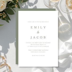 Moderne Minimalistische Hellgrüne Hochzeit Einladung
