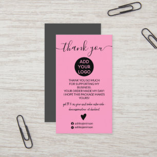 Moderne minimalistische, hellrosa Ordnung danke Visitenkarte