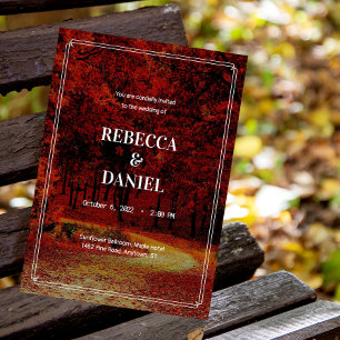 Moderne Minimalistische Herbsthochzeit Landschaftl Einladung