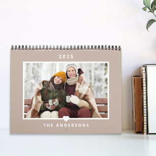 Moderne minimalistische Herzfamilienfoto Kalender