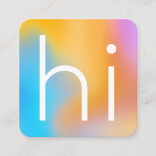Moderne minimalistische "hi" bunt ombre Gradient Quadratische Visitenkarte