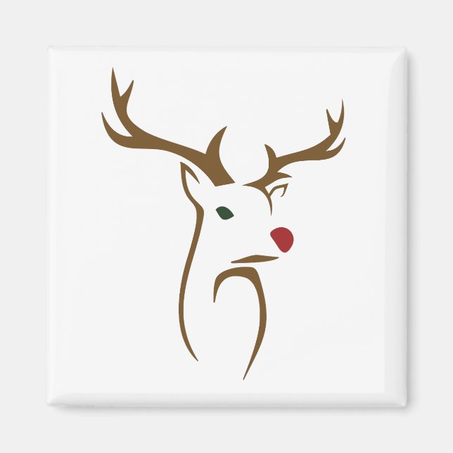 Moderne Minimalistische Hirschline Weihnachten Magnet (Vorne)