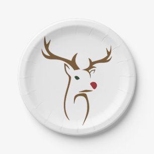 Moderne Minimalistische Hirschline Weihnachten Pappteller