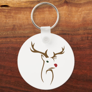 Moderne Minimalistische Hirschline Weihnachten Schlüsselanhänger