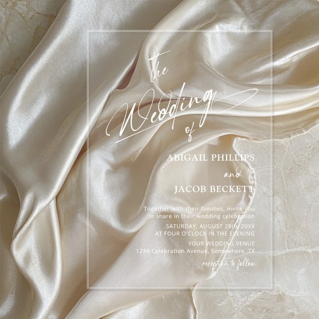 Moderne Minimalistische Hochzeit Acryleinladungen (Von Creator hochgeladen)