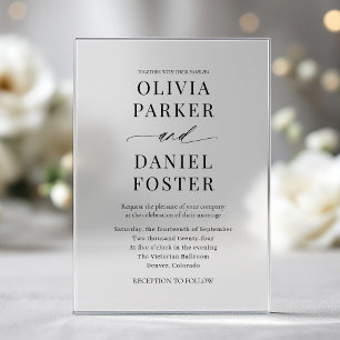 Moderne Minimalistische Hochzeit Acryleinladungen