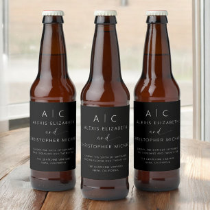 Moderne Minimalistische Hochzeit Alkoholflaschenetikett