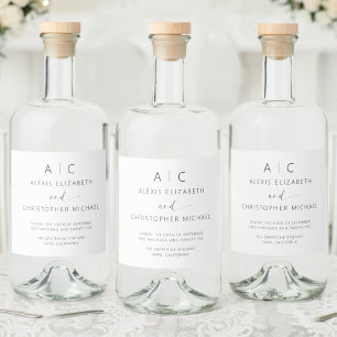 Moderne Minimalistische Hochzeit Alkoholflaschenetikett