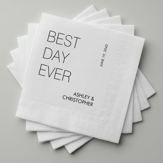 Moderne Minimalistische Hochzeit "Best Day Ever" Serviette (Von Creator hochgeladen)