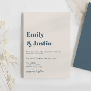 Moderne Minimalistische Hochzeit der Navy Einladung
