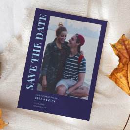 Moderne Minimalistische Hochzeit des Fotos Navy Bl Save The Date