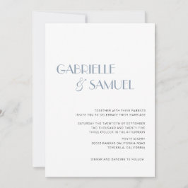 Moderne Minimalistische Hochzeit Dusty Blue Einlad