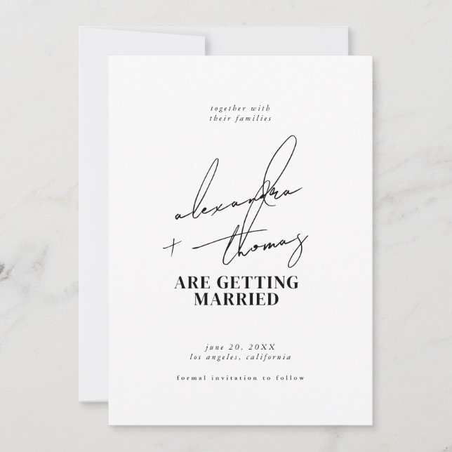 Moderne Minimalistische Hochzeit Einladung (Vorderseite)