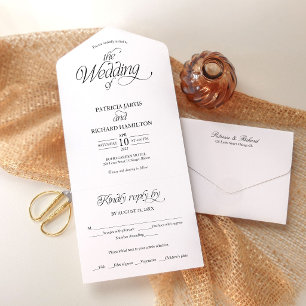 Moderne Minimalistische Hochzeit Elegant All In One Einladung