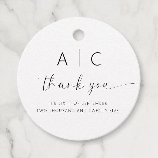 Moderne Minimalistische Hochzeit Geschenkanhänger (Vorderseite)