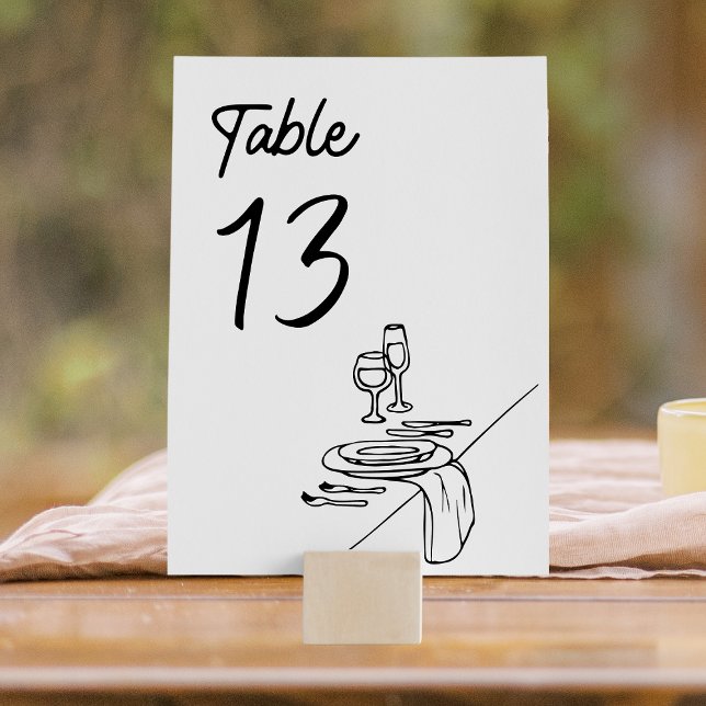 Moderne Minimalistische Hochzeit handGezeichnet Tischnummer (Effortless elegance for your reception—this hand-drawn table number design sets the perfect mood.)