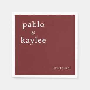 Moderne Minimalistische Hochzeit in Burgund Serviette