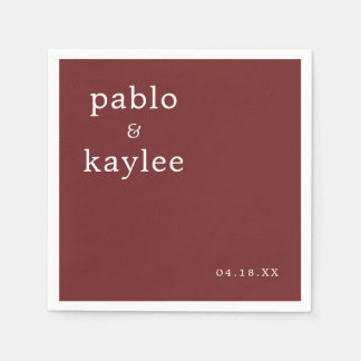 Moderne Minimalistische Hochzeit in Burgund Serviette