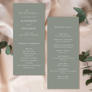 Moderne Minimalistische Hochzeit in Grün Programm