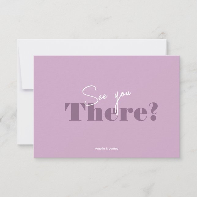 Moderne Minimalistische Hochzeit in Lavendel & Lil RSVP Karte (Vorderseite)